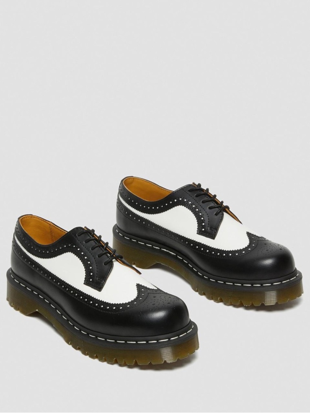 Rare Dr. Martens 3989 Brogue Bex Oxford Black and White Two-Tone Shoes 8 to 8.5